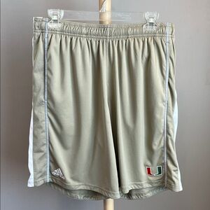 Adidas Men's Light Tan Miami Hurricanes Athletic Shorts Large